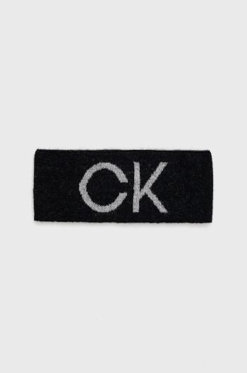 Vlněná čelenka Calvin Klein černá barva