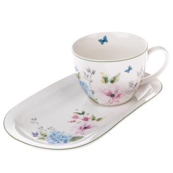 Porcelánový hrnek s podnosem Flower Garden, 445 ml