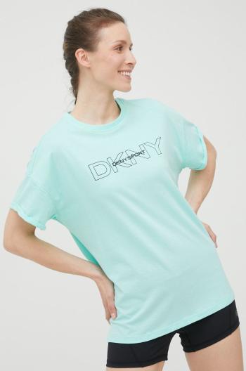 Bavlněné tričko Dkny tyrkysová barva