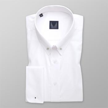 Pánská klasická košile bílá s hladkým vzorem a límečkem pin-collar 14783 176-182 / XL (43/44)