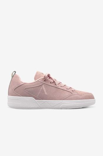 Semišové boty Arkk Copenhagen růžová barva, na plochém podpatku