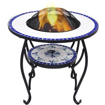 Mozaikový stolek s ohništěm modrobílý 68 cm keramika (46724)