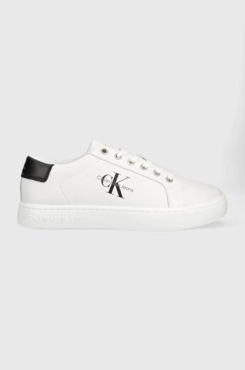 Kožené sneakers boty Calvin Klein Jeans CUPSOLE LACE UP LOW bílá barva, YM0YM00491