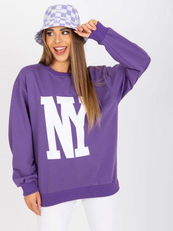 TMAVĚ FIALOVÁ MIKINA BEZ KAPUCE NY FA-BL-7950.64-DARK PURPLE Velikost: ONE SIZE