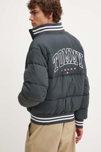 Bomber bunda Tommy Jeans šedá barva, zimní, oversize, DM0DM19640