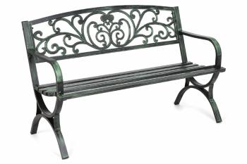 Zahradní lavička s patinou ocel / litina Zelená