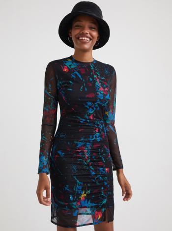 Černé dámské vzorované pouzdrové šaty Desigual Kameron