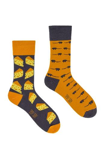 Oranžově-šedé ponožky Mouse and Cheese