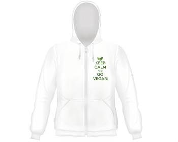 Pánská mikina na zip s kapucí Keep calm and Go Vegan