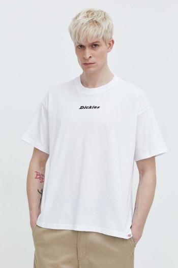 Bavlněné tričko Dickies ENTERPRISE TEE SS bílá barva, s potiskem, DK0A4YRN