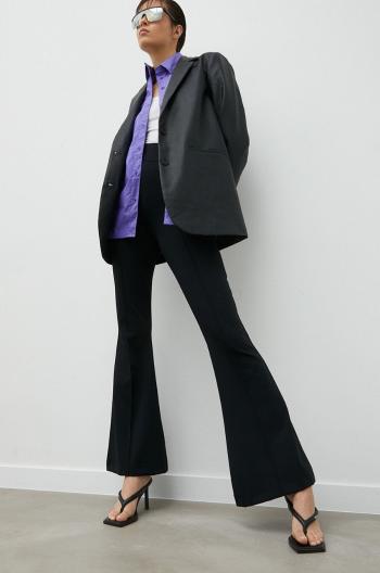 Kalhoty Gestuz Vala dámské, černá barva, zvony, high waist