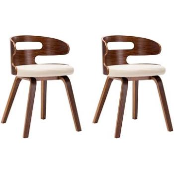 Jídelní židle 2 ks krémové ohýbané dřevo a umělá kůže (283106)