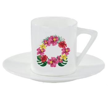 Espresso hrnek s podšálkem 100ml Rámeček - tropické květiny
