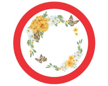 Samolepky zákaz - 5ks Květinový rámeček s motýly