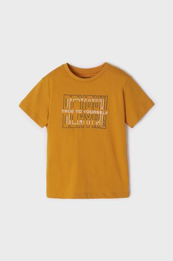 Dětské bavlněné tričko Mayoral oranžová barva, hladký