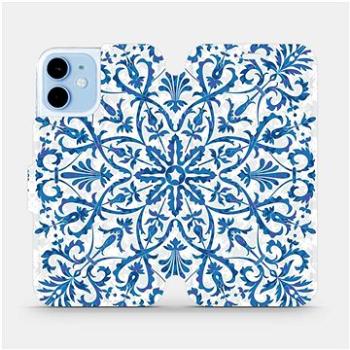 Flipové pouzdro na mobil Apple iPhone 12 mini - ME01P Modré květinové vzorce (5903516372799)