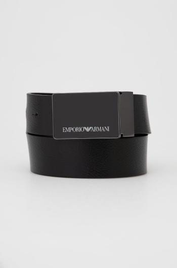 Kožený pásek Emporio Armani pánský, černá barva