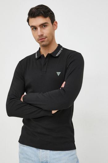 Tričko s dlouhým rukávem Guess černá barva, s aplikací