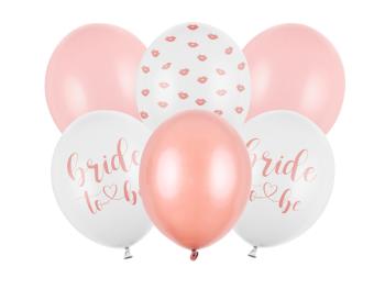 PartyDeco Latexové balóny - Bride to be růžovo-bílé 6 ks