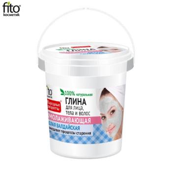 Bílý valdajský jíl na tvář tělo a vlasy „OMLAZUJÍCÍ“- Fitokosmetik - 155 ml