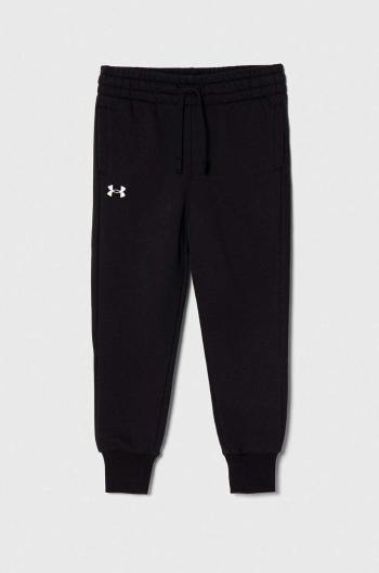 Dětské tepláky Under Armour UA Rival Fleece černá barva, hladké