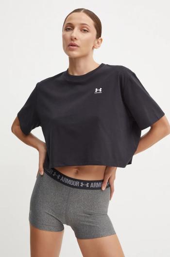 Tréninkové tričko Under Armour Boxy Crop Logo černá barva, 1386845