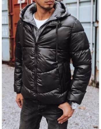 Pánská zimní bunda prošívána s kapucí černá HEAVY