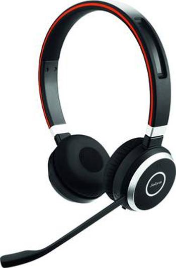 Telefonní headset s Bluetooth bez kabelu Jabra Evolve 65 MS na uši černá, stříbrná