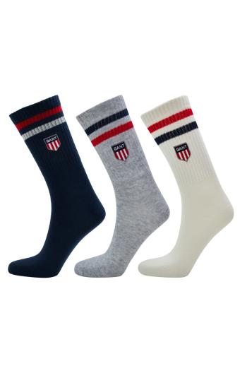 PONOŽKY GANT D1. RETRO SHIELD SOCKS 3-PACK bílá 40/45