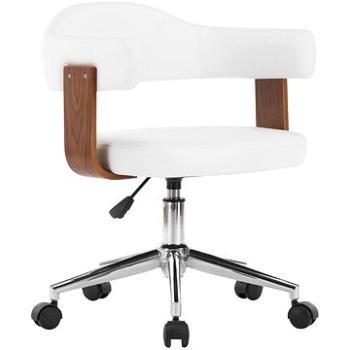 Otočná jídelní židle bílá ohýbané dřevo a umělá kůže (287416)