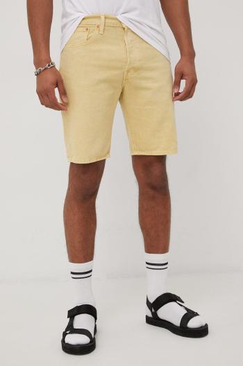 Džínové šortky Levi's pánské, žlutá barva