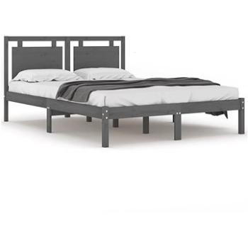Rám postele šedý masivní dřevo 140 × 190 cm, 3105517 (3105517)