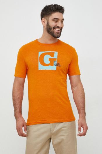 Bavlněné tričko United Colors of Benetton oranžová barva, s potiskem