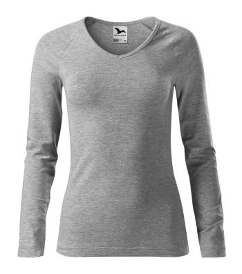 MALFINI Dámské tričko s dlouhým rukávem Elegance - Tmavě šedý melír | XXL