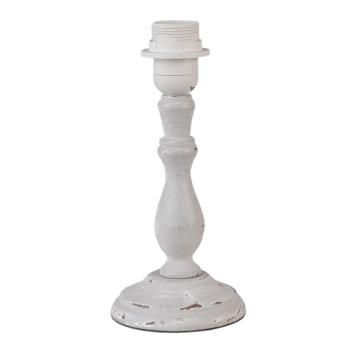 Krémová dřevěná základna ke stolní lampě s patinou - 11*11*24 cm 6LMP732
