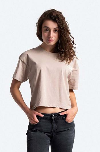 Bavlněné tričko Alpha Industries Organics Cropped OS T hnědá barva, 118056.627-brown