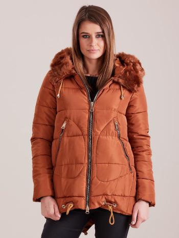 DÁMSKÁ ZIMNÍ HNĚDÁ BUNDA YP-KR-BX4194.04P-BROWN Velikost: S