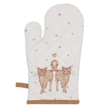 Béžová bavlněná chňapka - rukavice s kočičkami Kitty Cats - 18*30 cm KCS44