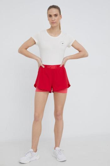 Tréninkové šortky 4F dámské, červená barva, hladké, medium waist