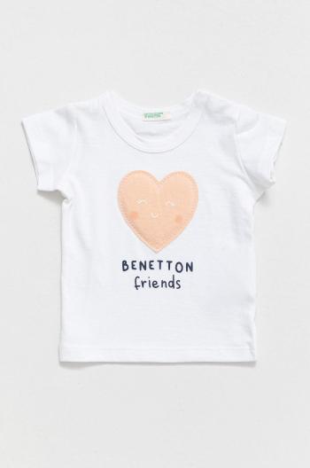 Dětské bavlněné tričko United Colors of Benetton oranžová barva, s aplikací