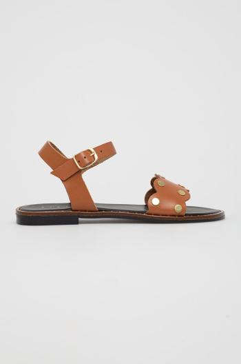 Kožené sandály Sisley dámské, hnědá barva