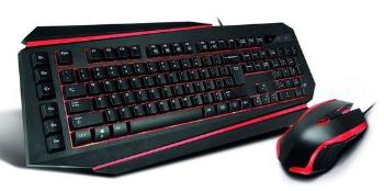 Crono CM637 - set herní klávesnice a myši, CZ / SK, USB, černá / červená, CM637
