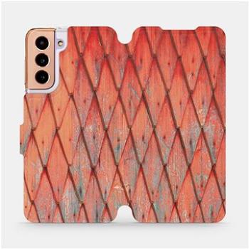 Flipové pouzdro na mobil Samsung Galaxy S21 5G - MK01S Oranžový vzor dřeva (5903516617210)