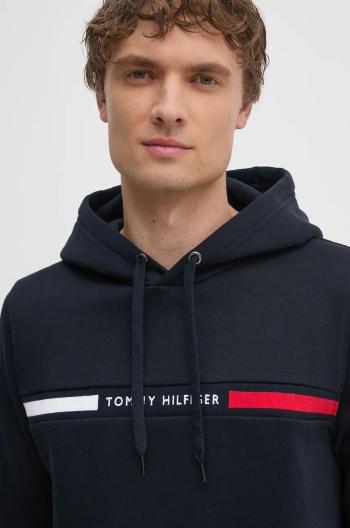 Mikina Tommy Hilfiger pánská, tmavomodrá barva, s kapucí, s aplikací, MW0MW37361