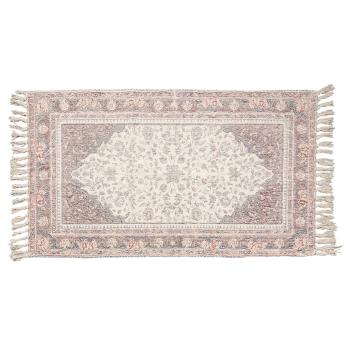 Růžový bavlněný koberec s květy a třásněmi Rosa - 70*120 cm KT080.059