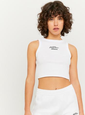 Bílý crop top s nápisem TALLY WEiJL