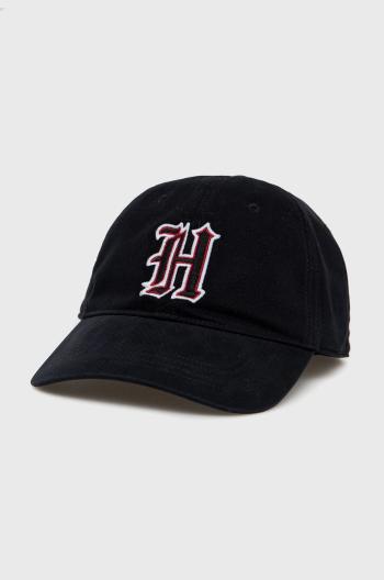 Bavlněná baseballová čepice Hollister Co. černá barva, s aplikací