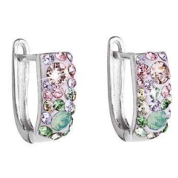 Stříbrné náušnice visací s krystaly Swarovski mix barev půlkruh 31123.3 sakura, Multicolor