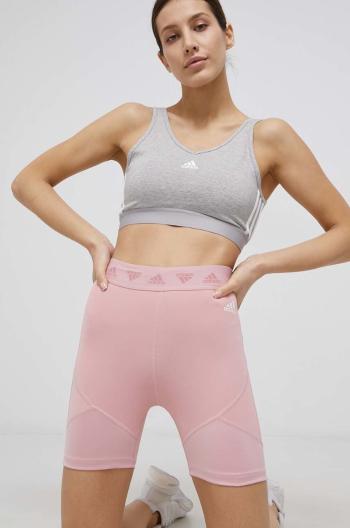 Tréninkové šortky adidas Performance HG8507 dámské, růžová barva, hladké, high waist