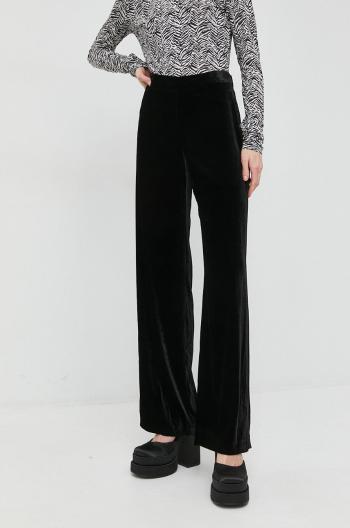 Kalhoty ze směsi hedvábí Luisa Spagnoli Omologo černá barva, high waist